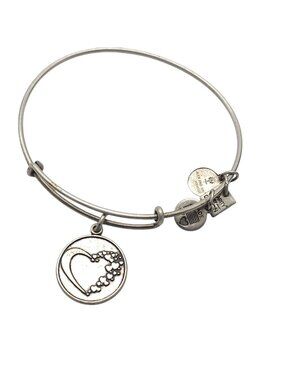 Alex And Ani Whole Heart Charm Silver Tone Bangle Bracelet Made In USA
